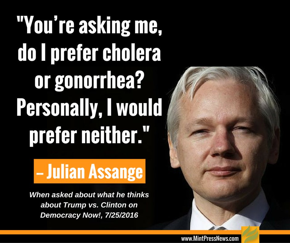 Julian Assange Trump vs Clinton