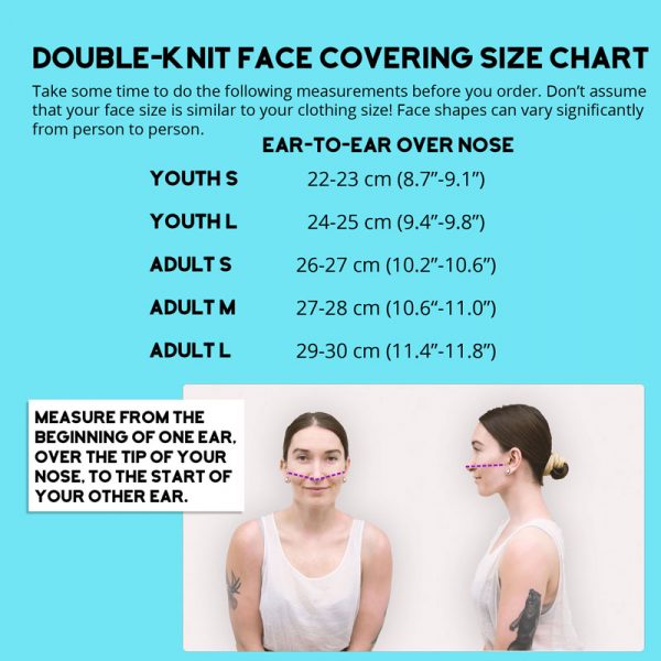 Size Chart: Double Knit Face Masks